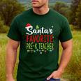 Santa's Favorite Pre-K Teacher Christmas Santa Hat Lights For Men Women Kids Men's Casual T-Shirt Forest