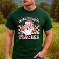 Santa's Favorite Teacher Groovy Christmas Teacher Boys Girls Men's Casual T-Shirt Forest