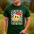 Santas Favorite Teacher Retro Groovy Smile Face Christmas Men's Casual T-Shirt Forest Santas Favorite Teacher Retro Groovy Smile Face Christmas Men's Casual T-Shirt Forest