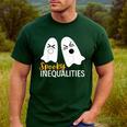 Spooky Ghost Inequalities Halloween Math Teacher Men's Casual T-Shirt Forest