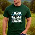 I Teach The Cutest Little Sharks Teacher School Men's Casual T-Shirt Forest I Teach The Cutest Little Sharks Teacher School Men's Casual T-Shirt Forest