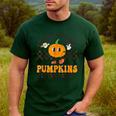 I Teach The Cutest Pumpkins In The Patch Groovy Teacher Fall Men's Casual T-Shirt Forest