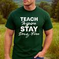 Teach Inspire Stay Drug-Free Red Ribbon Week Teacher Kids Men's Casual T-Shirt Forest