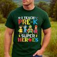 I Teach Pre-K Superheroes Students Teacher Back To School Men's Casual T-Shirt Forest