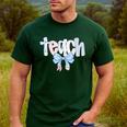 Teach Teacher Coquette Bow Pencil Back To School First Day Men's Casual T-Shirt Forest