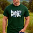 Teacher Blue Chinoiserie Coquette Bow Heart Teacher Life Men's Casual T-Shirt Forest