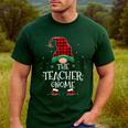 Teacher Gnome Xmas Family Matching Plaid Christmas Gnomes Men's Casual T-Shirt Forest