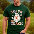 Teacher Halloween Trick Or Teach Floral Ghost Men's Casual T-Shirt Forest