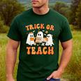 Teacher Halloween Trick Or Teach Retro Groovy Floral Ghost Men's Casual T-Shirt Forest Teacher Halloween Trick Or Teach Retro Groovy Floral Ghost Men's Casual T-Shirt Forest