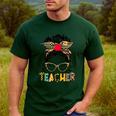Teacher Life Messy Bun Glasses Leopard Sunflower Men's Casual T-Shirt Forest