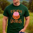 Teachers Love Brains Halloween T-Shirt For Men Women Men's Casual T-Shirt Forest Teachers Love Brains Halloween T-Shirt For Men Women Men's Casual T-Shirt Forest