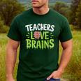 Teachers Love Brains Halloween Teacher Zombie Men's Casual T-Shirt Forest