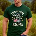 Teachers Love Brains Shirt Men Women Teacher Halloween Men's Casual T-Shirt Forest