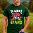Teachers Love Brains Skeleton Halloween Teacher Funny Men's Casual T-Shirt Forest