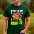 Teachers Love Brains Zombie Teacher Halloween Zombies Men's Casual T-Shirt Forest