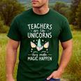 Teachers Are Like Unicorns They Make Magic Happen Men's Casual T-Shirt Forest