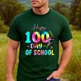 Tie Dye Happy 100th Day Of School Teacher Student 100 Days Men's Casual T-Shirt Forest