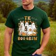 TK Boo Crew Preppy Halloween Floral Ghost TK Teacher Team TK Men's Casual T-Shirt Forest