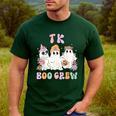 TK Boo Crew Retro Groovy Halloween Floral Ghost TK Teacher Men's Casual T-Shirt Forest TK Boo Crew Retro Groovy Halloween Floral Ghost TK Teacher Men's Casual T-Shirt Forest