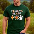 Trick Or Teach Candy Corn Pumpkin Ghost Teacher Men's Casual T-Shirt Forest Trick Or Teach Candy Corn Pumpkin Ghost Teacher Men's Casual T-Shirt Forest