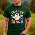 Trick Or Teach Groovy Halloween Teachers Men's Casual T-Shirt Forest Trick Or Teach Groovy Halloween Teachers Men's Casual T-Shirt Forest