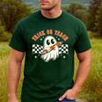 Trick Or Teach Groovy Retro Ghost Halloween Teacher Kids Men's Casual T-Shirt Forest Trick Or Teach Groovy Retro Ghost Halloween Teacher Kids Men's Casual T-Shirt Forest