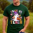 Trick Or Teach Groovy Teacher Ghost Halloween Teacher Men's Casual T-Shirt Forest Trick Or Teach Groovy Teacher Ghost Halloween Teacher Men's Casual T-Shirt Forest