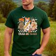 Trick Or Teach Groovy Teacher Halloween Floral Ghost Men's Casual T-Shirt Forest