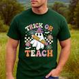 Trick Or Teach Groovy Teacher Halloween Retro Ghost Men's Casual T-Shirt Forest Trick Or Teach Groovy Teacher Halloween Retro Ghost Men's Casual T-Shirt Forest