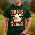 Trick Or Teach Halloween Shirt For Teacher Kids Floral Ghost Men's Casual T-Shirt Forest