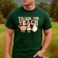 Trick Or Teach Pumpkin Candy Corn Ghost Halloween Teacher Men's Casual T-Shirt Forest Trick Or Teach Pumpkin Candy Corn Ghost Halloween Teacher Men's Casual T-Shirt Forest