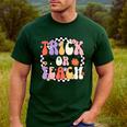 Trick Or Teach Retro Groovy Halloween Teacher Men's Casual T-Shirt Forest Trick Or Teach Retro Groovy Halloween Teacher Men's Casual T-Shirt Forest