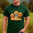 Turkey Read Books Reading Fall Thanksgiving Teacher Men's Casual T-Shirt Forest