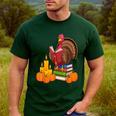 Turkey Reading Books Fall Thanksgiving Teacher Book Men's Casual T-Shirt Forest