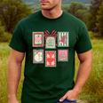 Vintage Preppy Very Merry Teacher Santa Stamps Christmas Men's Casual T-Shirt Forest Vintage Preppy Very Merry Teacher Santa Stamps Christmas Men's Casual T-Shirt Forest