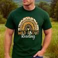 Wild About Reading Teacher Back To School Leopard Rainbow Men's Casual T-Shirt Forest