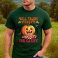 Will Trade Students For Candy Teacher Cute Halloween Pumpkin Men's Casual T-Shirt Forest