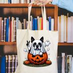 Boston Terrier Ghost Tote Bags