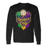 Baseball Ice Cream Respect The Drip Mardi Gras Carnival Boys Long Sleeve T-Shirt
