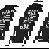 Biker Papa Us Flag Motorcycle Patriot Dad Daddy Grandpa Men Long Sleeve T-Shirt