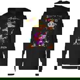 Dia De Los Muertos Skeleton Dancing Guitar Hat Toddler Boys Long Sleeve T-Shirt