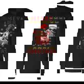 Pig Christmas Ugly Sweater Santa Hat Pig Lover Xmas Long Sleeve T-Shirt