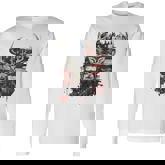 Buck White Tail Deer Hunting Hunter Distressed American Flag Long Sleeve T-Shirt