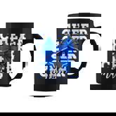 Cheer Mom Blue Bow Cheerleader Competition Game Day Coffee Mug