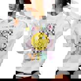 Nine Is A Vibe 9Th Birthday Groovy Smile Face 9 Years Old Women Hoodie