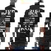 Biker Papa Us Flag Motorcycle Patriot Dad Daddy Grandpa Men Men's T-shirt Back Print