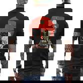 Cute Cartoon Cats Eating Sushi With Japanese Sun Men's T-shirt Back Print