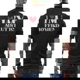 I Love My Autistic Boyfriend Birthday Anniversary Men's T-shirt Back Print