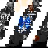 Cheer Mom Blue Bow Cheerleader Competition Game Day Women Sweatshirt