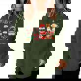 Cute Christmas Coffee Snowman Deer Santa Coffee Xmas Women Sweatshirt